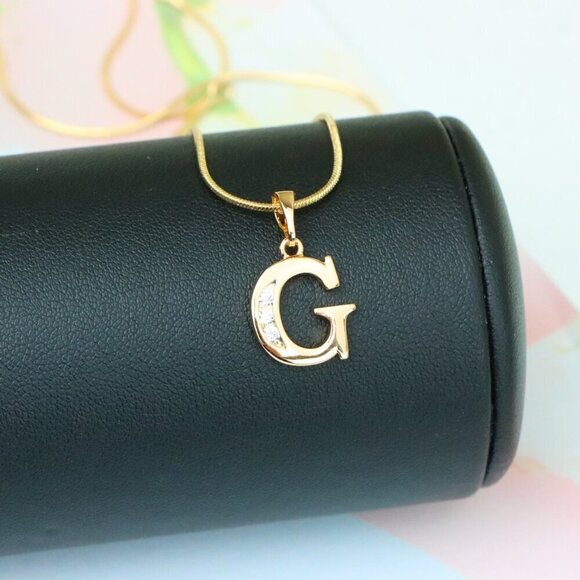 "Rose Gold Letter G Pendant with Crystals – 18K Gold Plated Charm, XPPT1356 - Picture 6 of 13